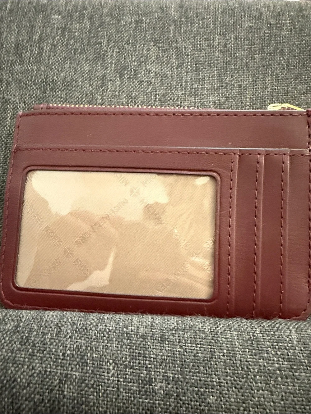 Michael Kors Quilted Card Case Wallet - Burgundy with Gold Hardware